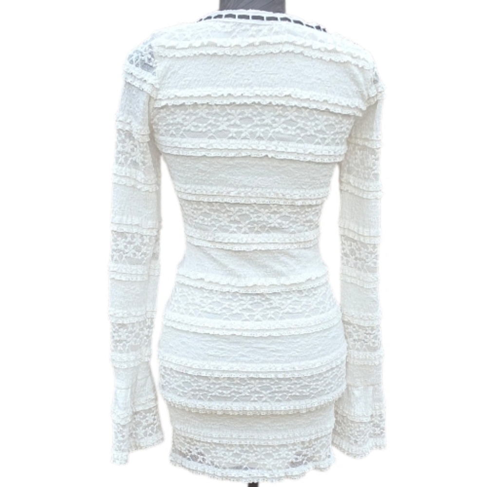 Altar’d State Ivory Lace Long Sleeve Dress XS - Picture 5 of 12